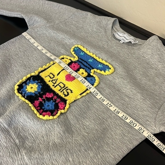 Michaela Buerger I love Paris perfume bottle sweatshirt with crochet detail, M - Picture 12 of 16